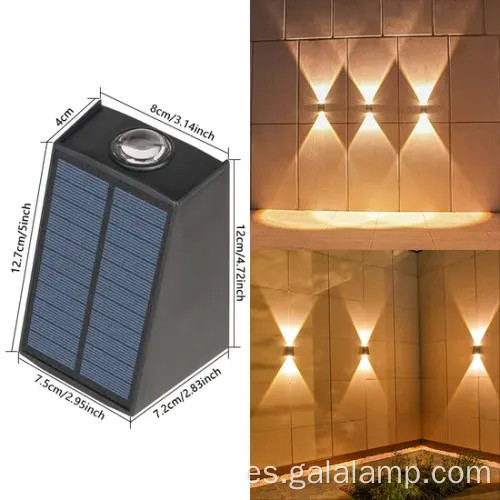 Luz de pared al aire libre impermeable con energía solar para jardines
